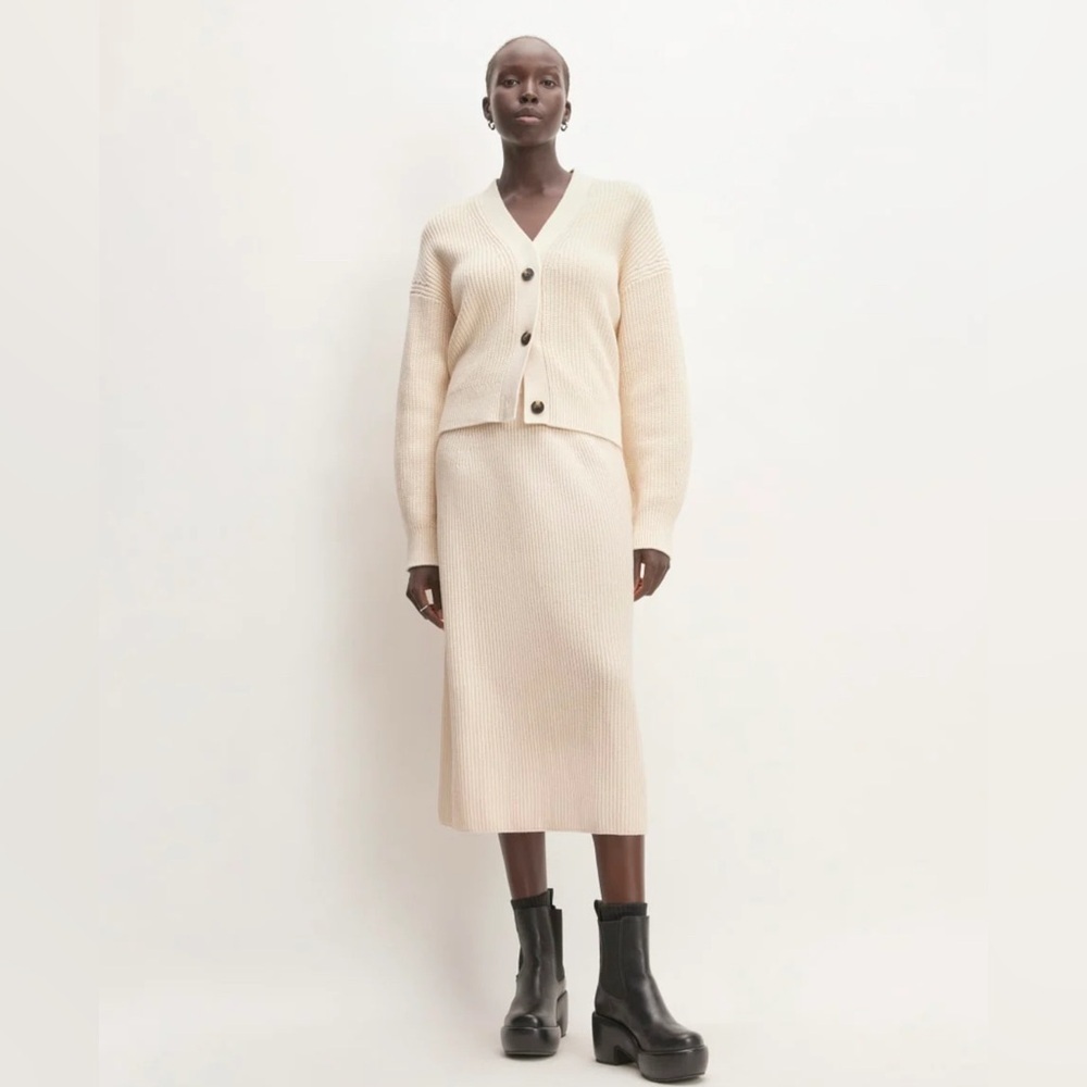 NWOT EVERLANE THE ORGANIC COTTON SWEATER MIDI SKIRT, SIZE XXS
